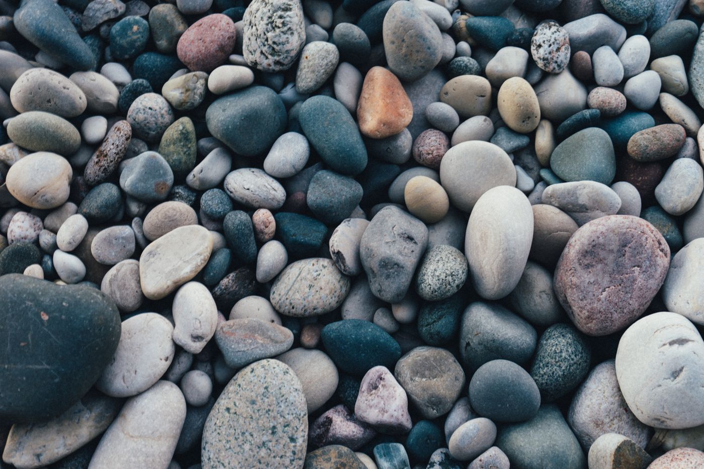 A varied arrangement of smooth natural stones
