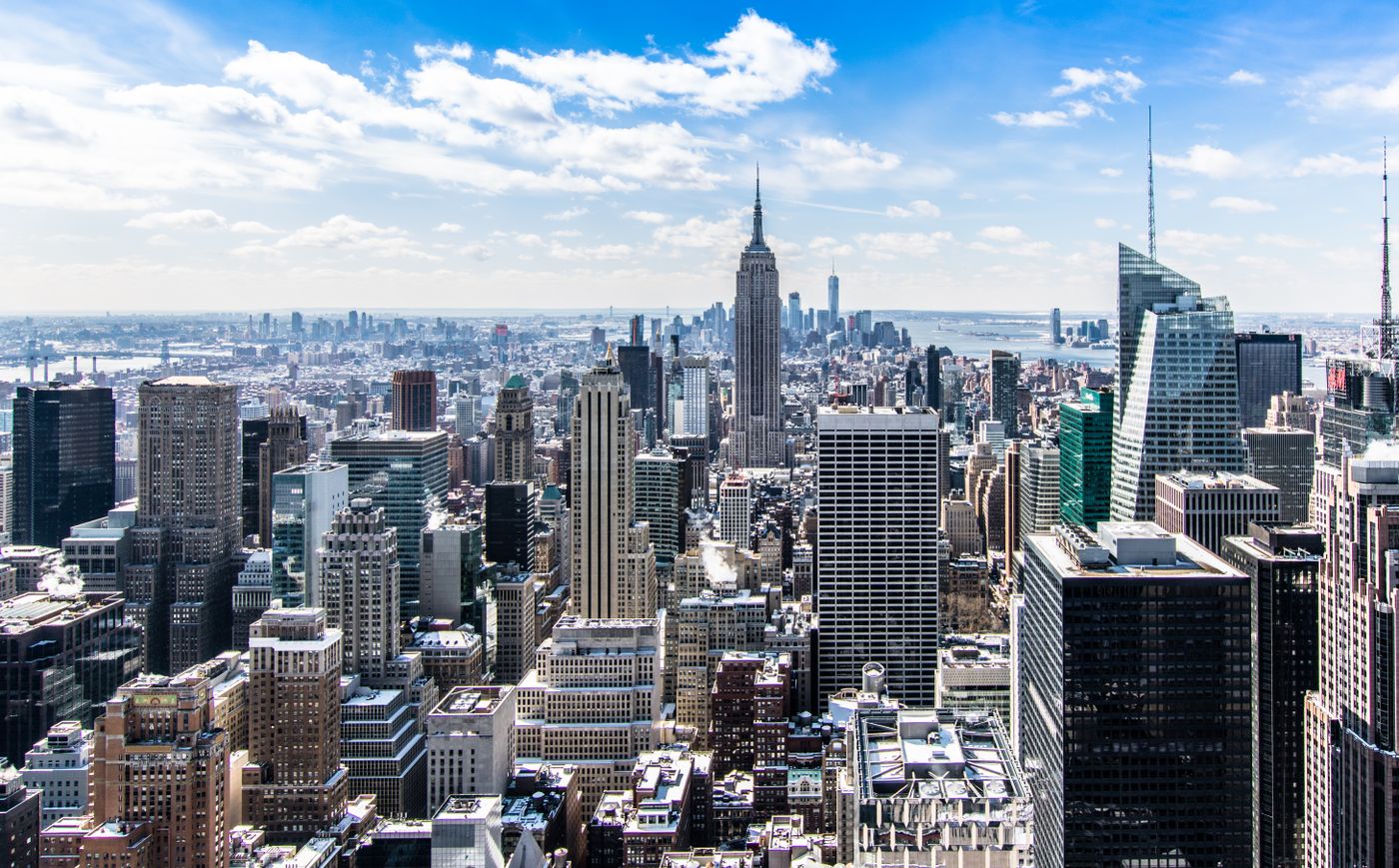 Expansive skyline of high-rise city buildings